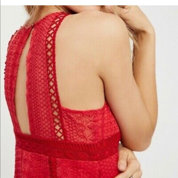 Free People Wherever You Go Red Mini Dress - Sz 8 - Picture 2 of 16